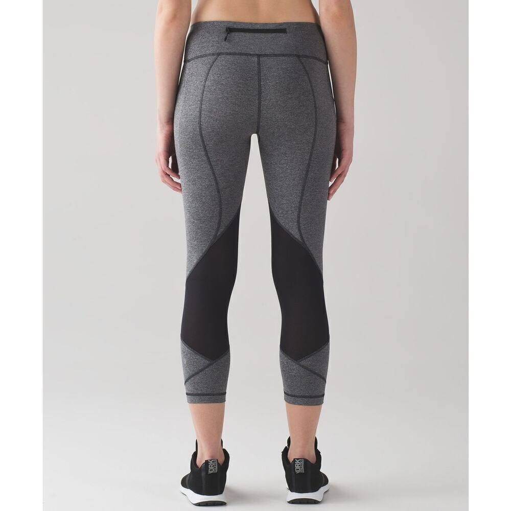 Lululemon Pace Rival Crop *22" Size 6 Heathered Black / Black - Picture 3 of 13
